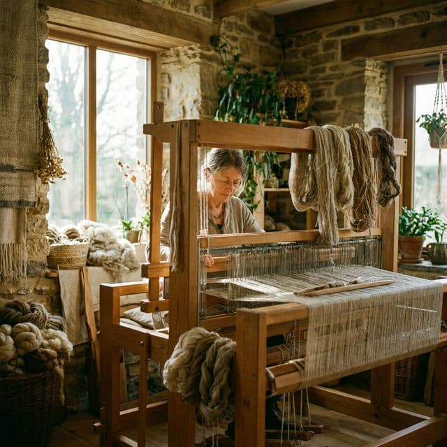 Traditional hand-weaving process at Luxe Loom